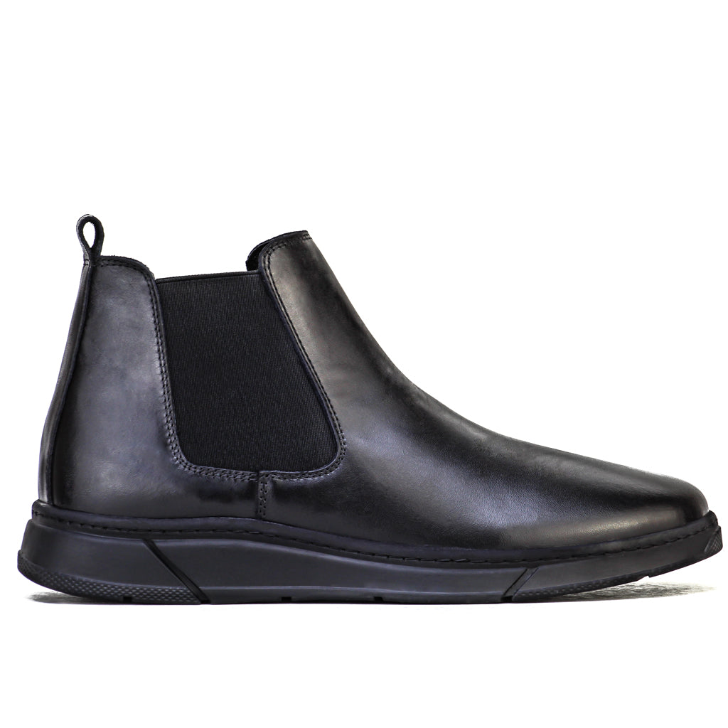 016 bottine en cuir noir homme KAZID