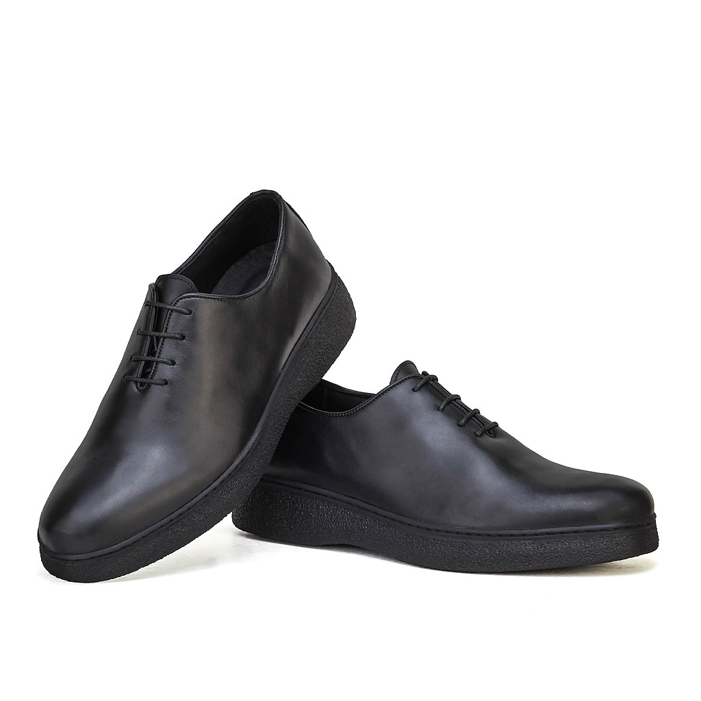 067 Chaussures Homme  en cuir noir/marron