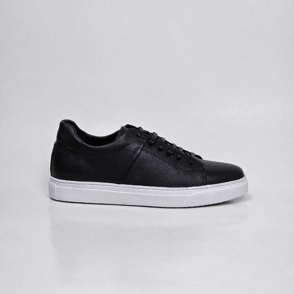 0223 Chaussure Sneaker Homme en cuir noir/blc
