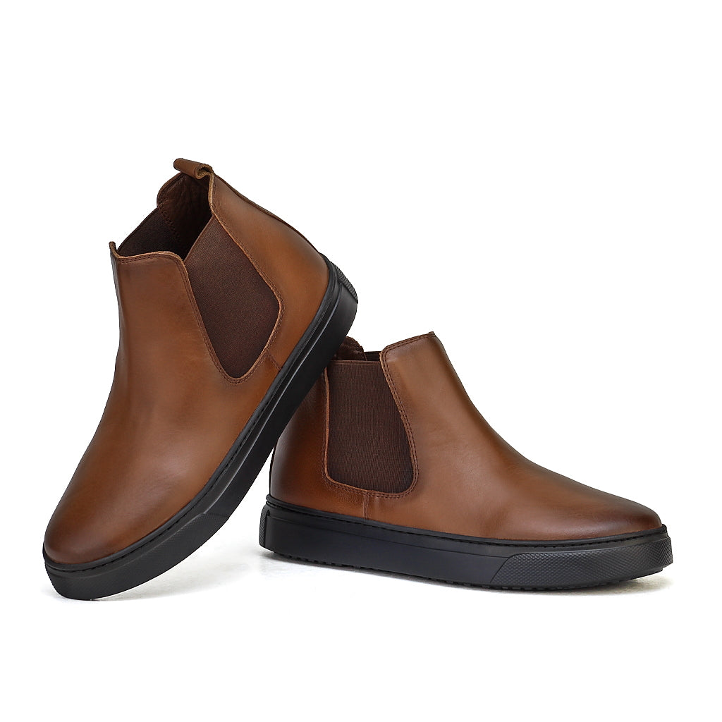 049 Chaussure Sneaker Homme en cuir marron