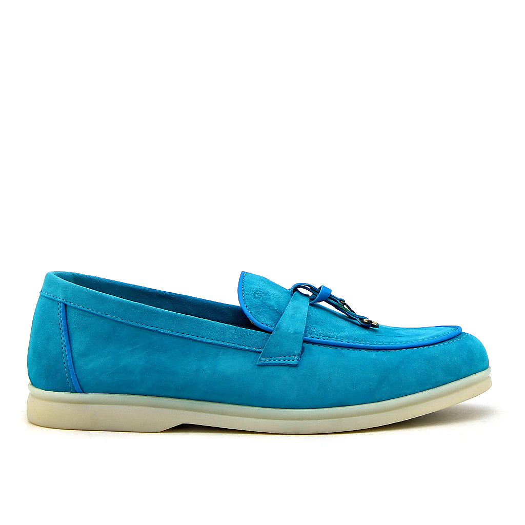 0116 chaussure femmes en cuir daim bleu clair