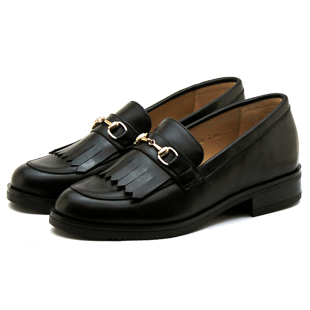 0345 chaussure en cuir noir femme