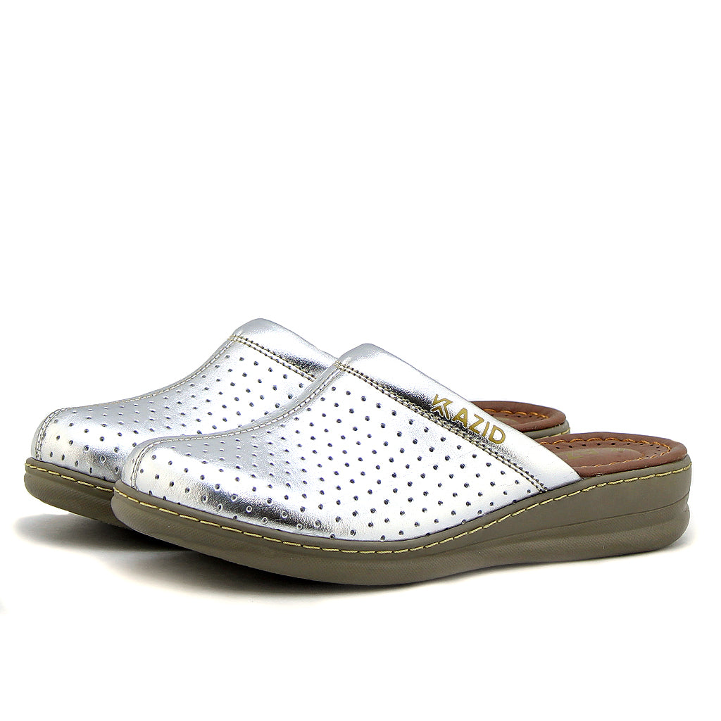 0231 sabot confort en cuir femmes argent