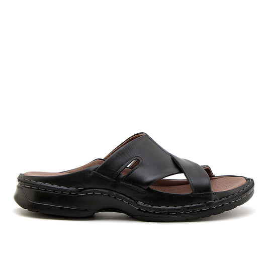 021 sandale confort en cuir homme noir