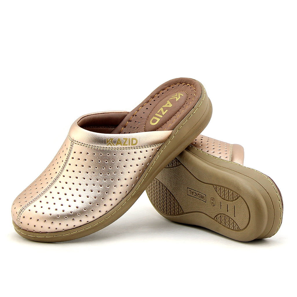 0231 sabot confort en cuir femmes cuivre