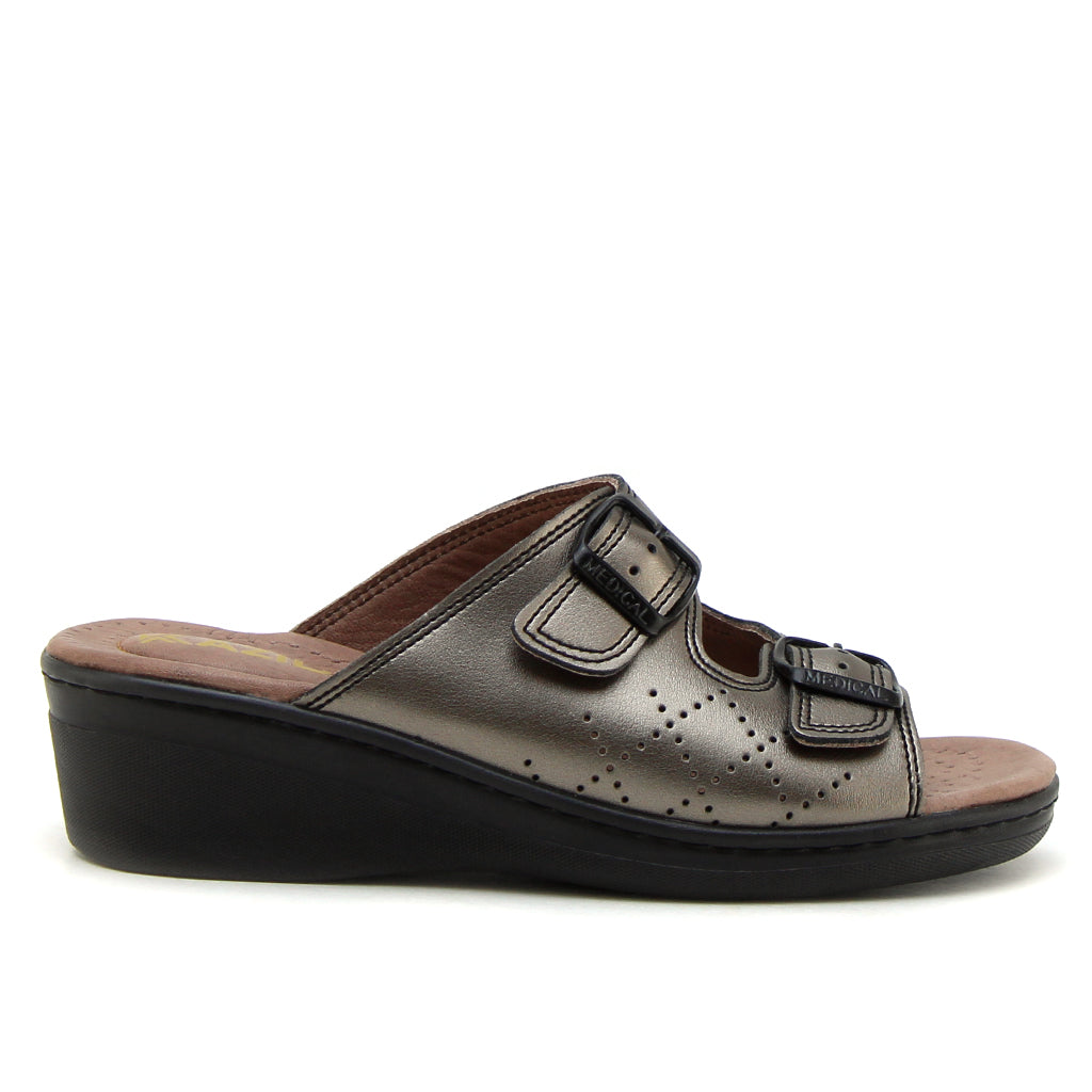 057 sandale médical femme en cuir nickel