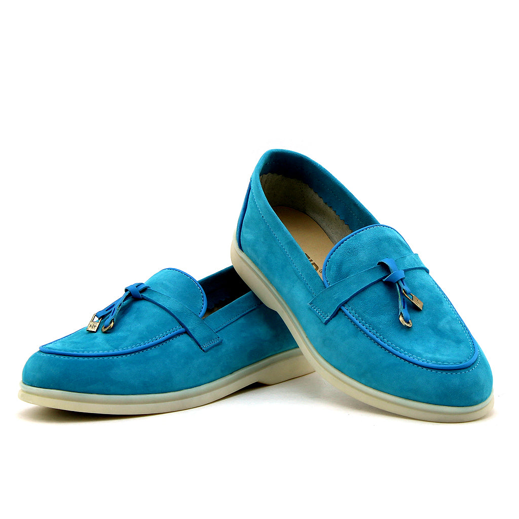 0116 chaussure femmes en cuir daim bleu clair