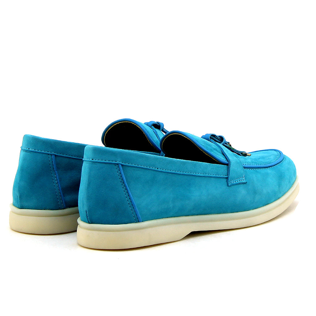 0116 chaussure femmes en cuir daim bleu clair