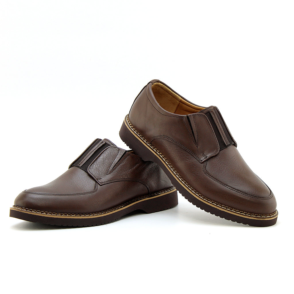 0122 chaussure confort en cuir marron