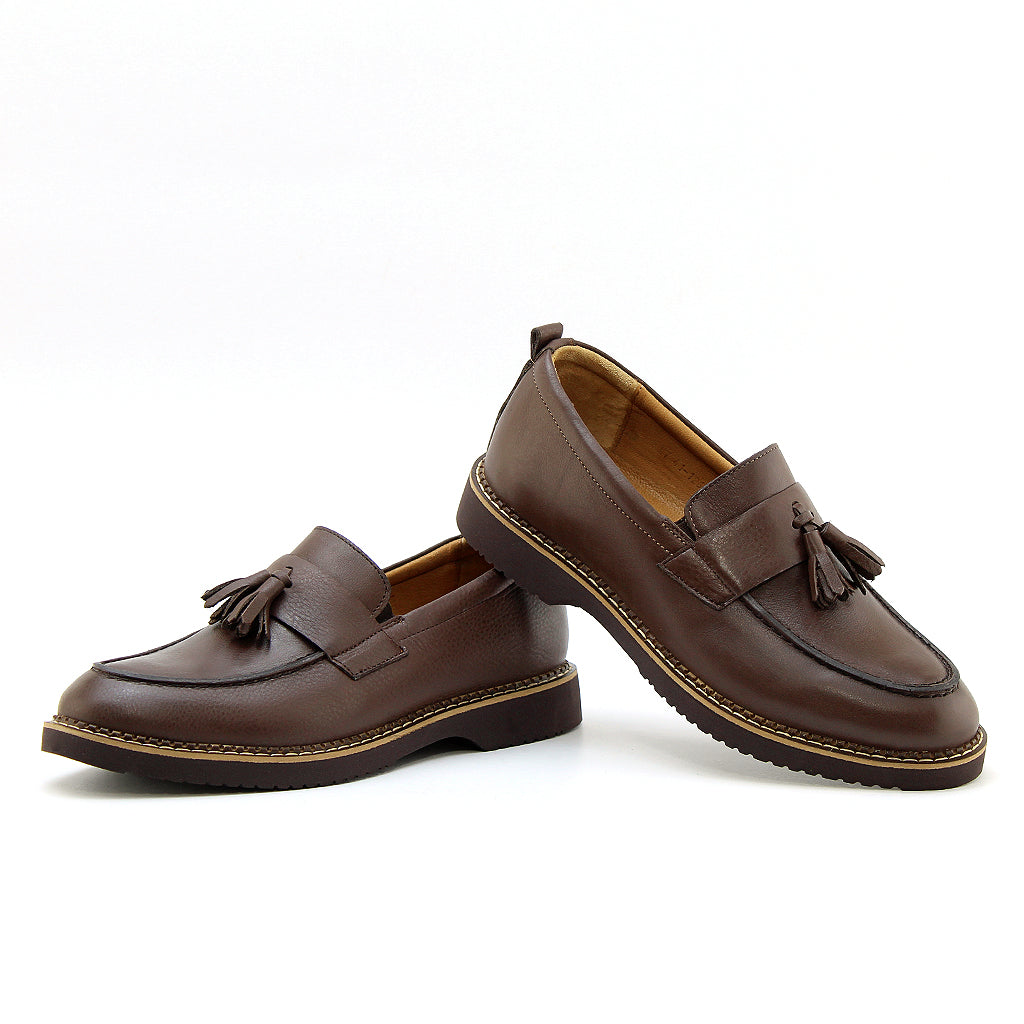 0126 chaussure confort en cuir marron