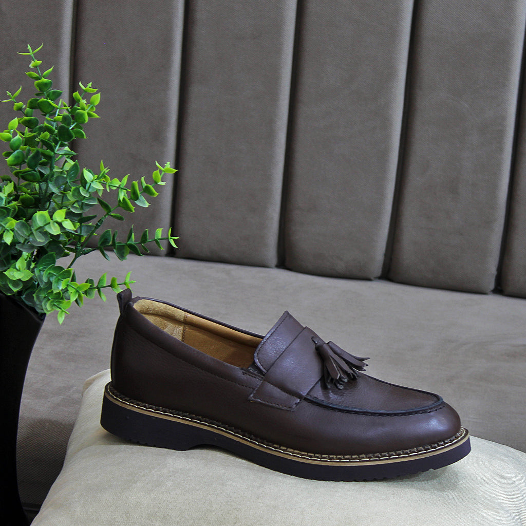 0126 chaussure confort en cuir marron