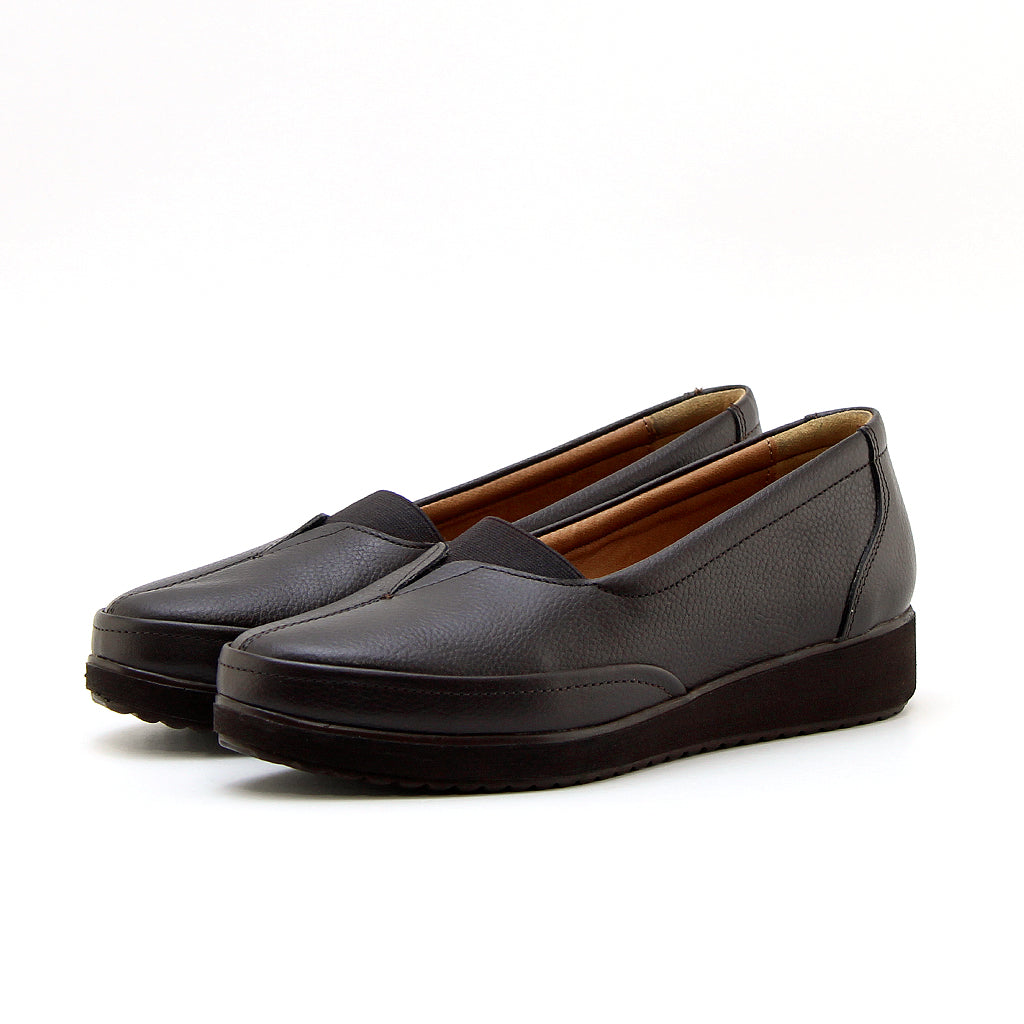0148 chauusre en cuir marron foncé femme