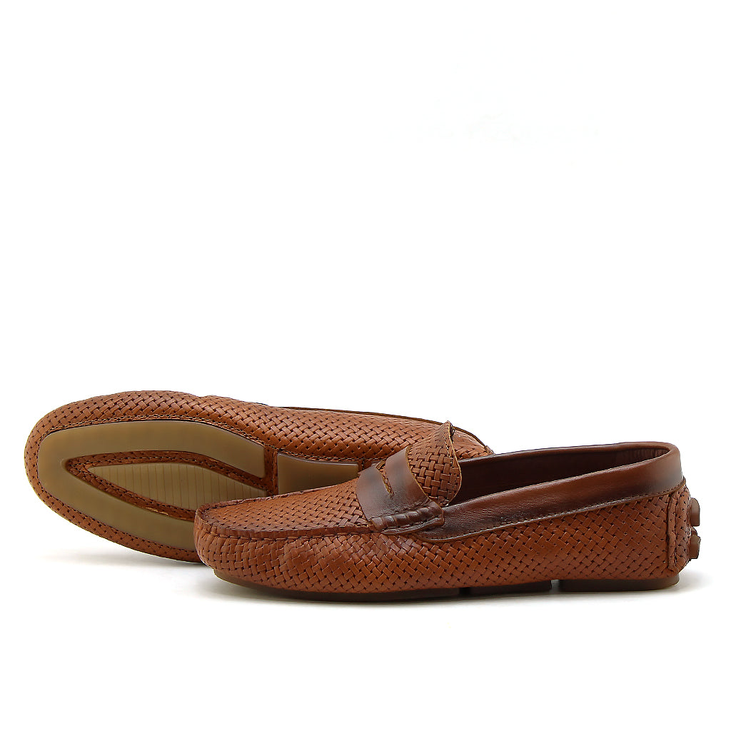 0194 Chaussures Homme Mocassins sports en cuir marron clair