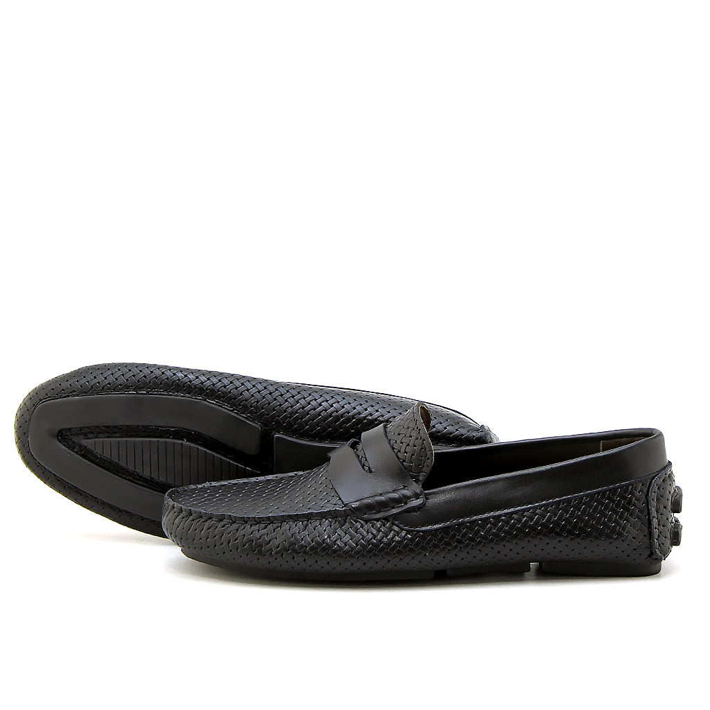 0194 Chaussures Homme Mocassins sports en cuir noir