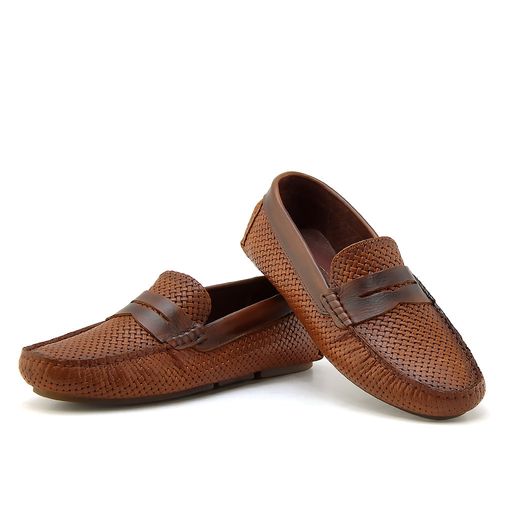 0194 Chaussures Homme Mocassins sports en cuir marron clair