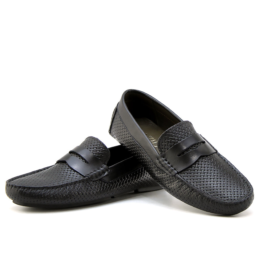 0194 Chaussures Homme Mocassins sports en cuir noir