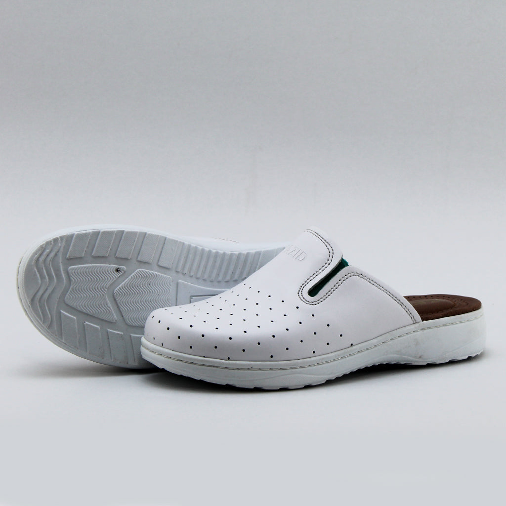 0202 SABOT EN CUIR MEDICAL BLANC