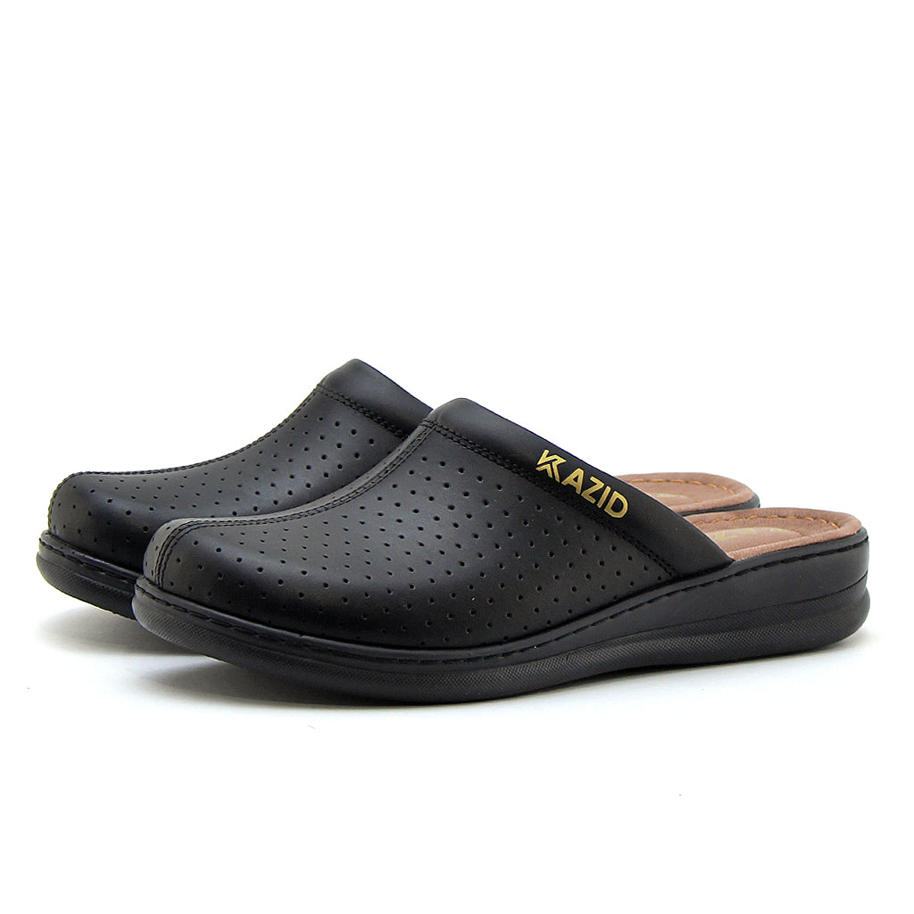 0231 sabot confort en cuir femmes Noir