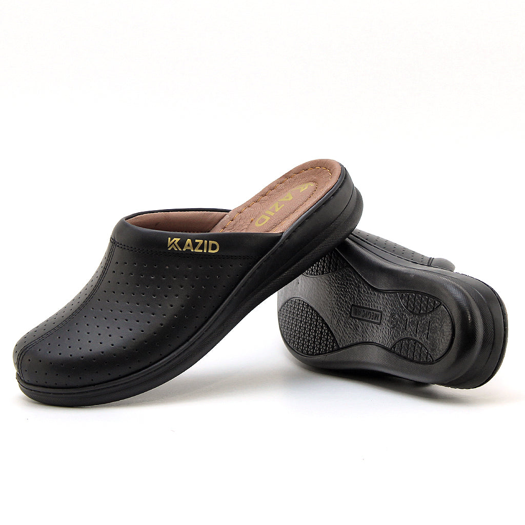 0231 sabot confort en cuir femmes Noir