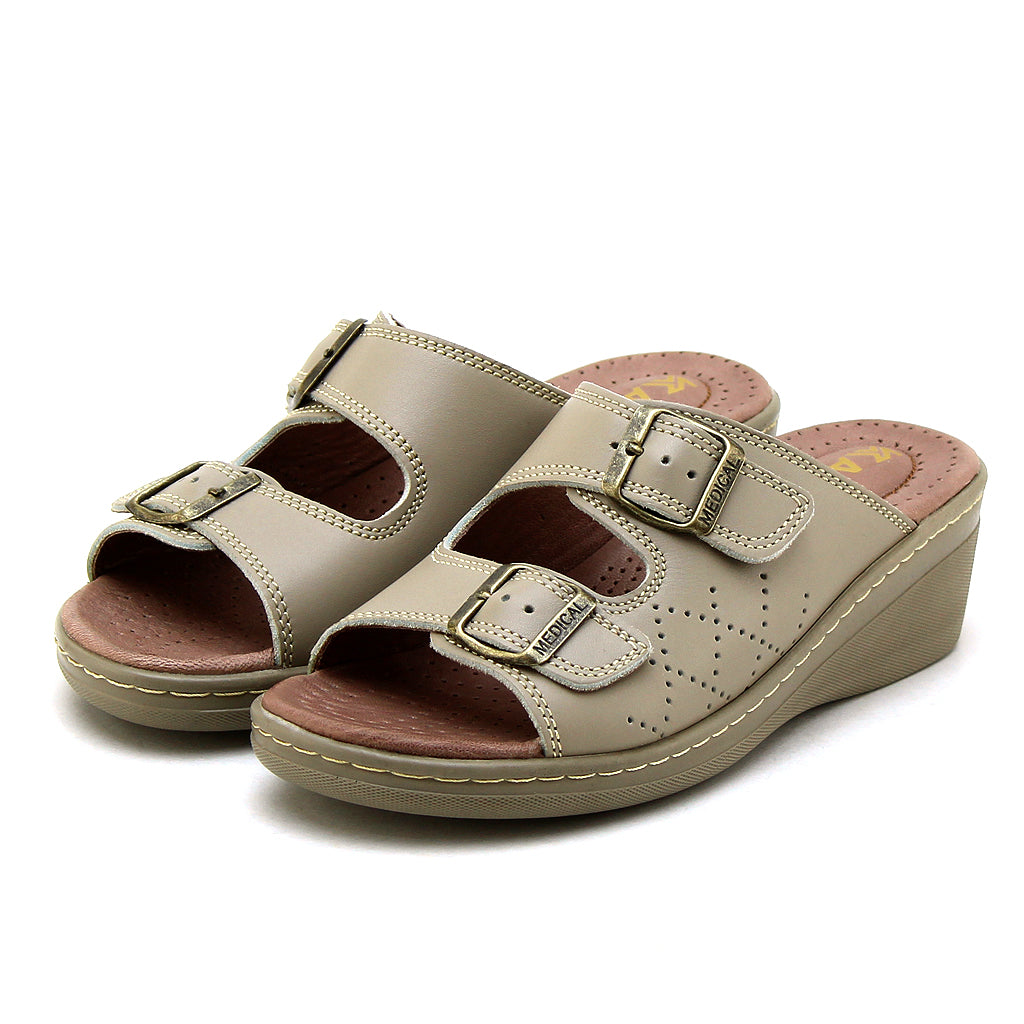 057 sandale médical femme en cuir sablé