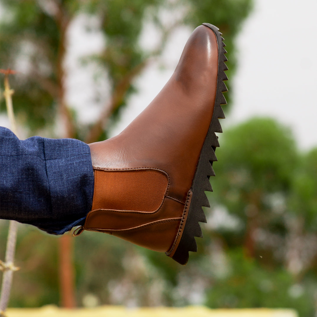 033 BOTTINE EN CUIR NOIR MARRON