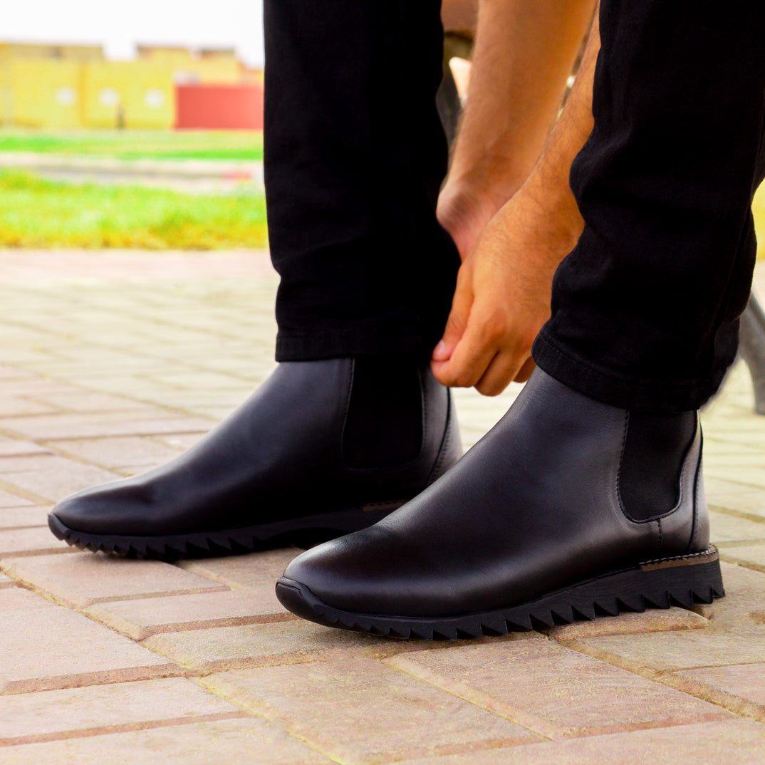 033 BOTTINE EN CUIR NOIR MARRON