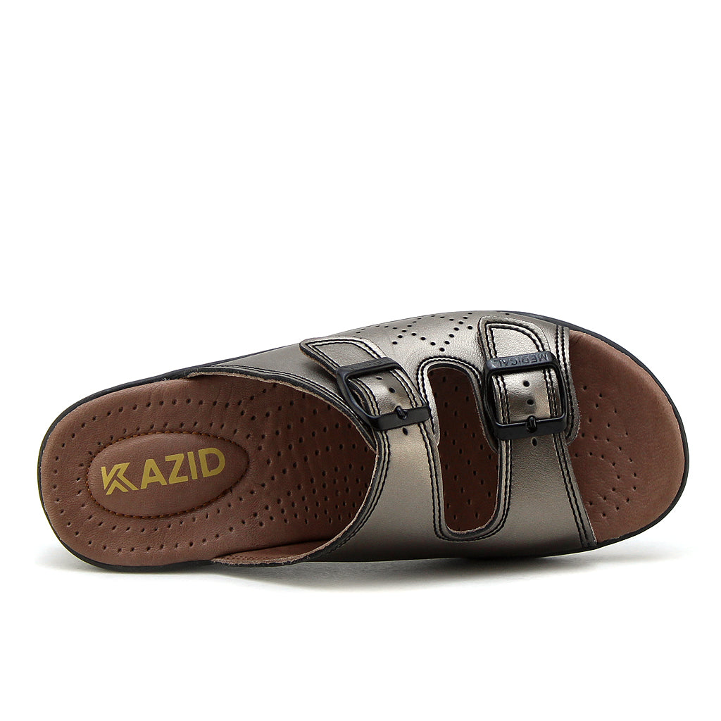 057 sandale médical femme en cuir nickel