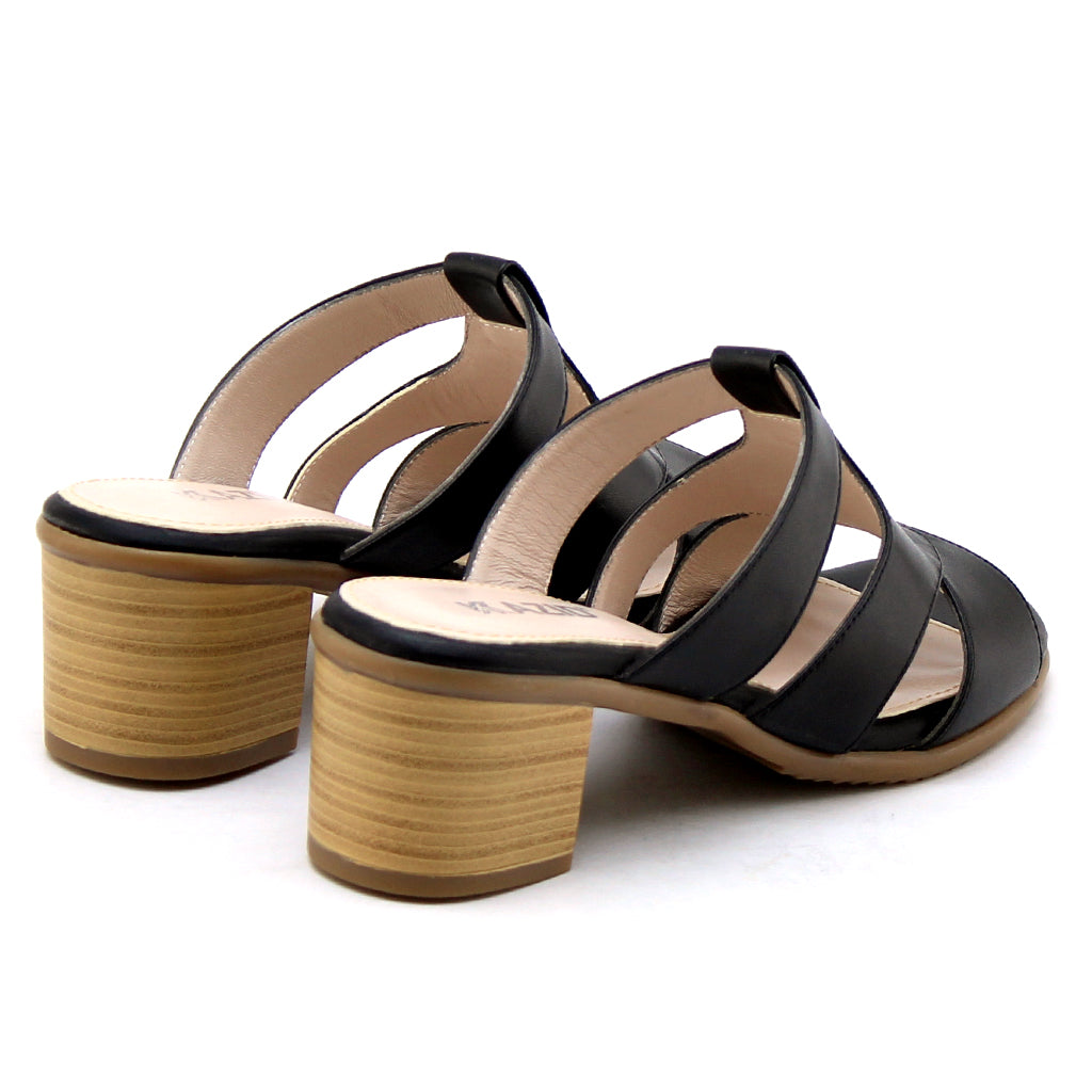 0467 sandale en cuir femme noir