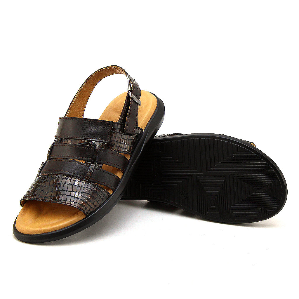 047 sandale confort en cuir homme marron