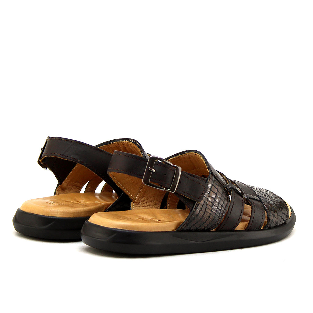 047 sandale confort en cuir homme marron