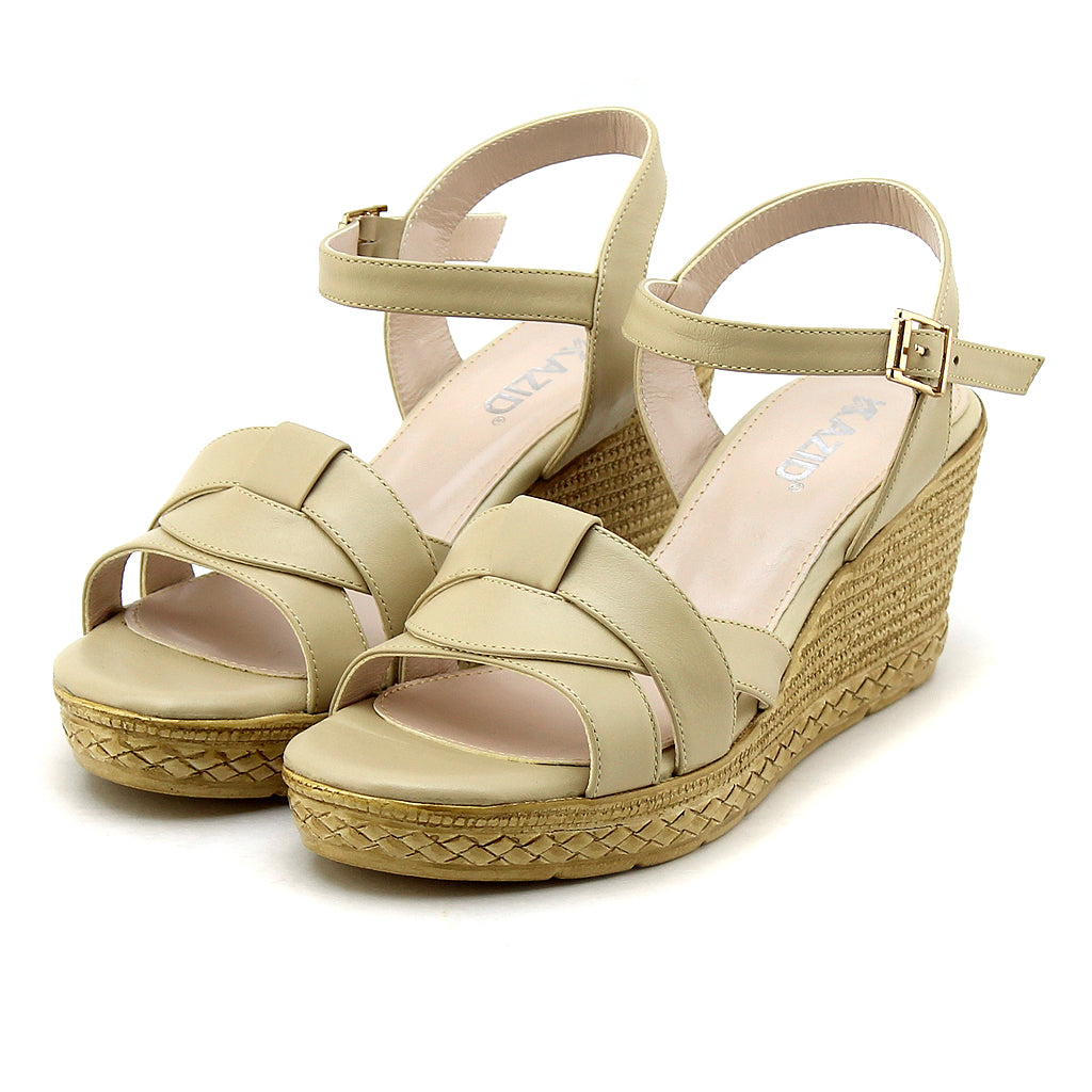 0491 sandale en cuir femme biege