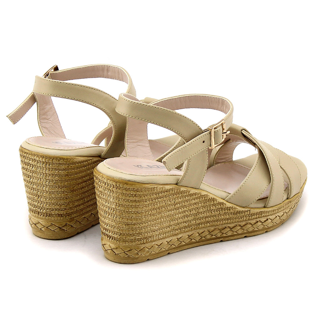 0491 sandale en cuir femme biege