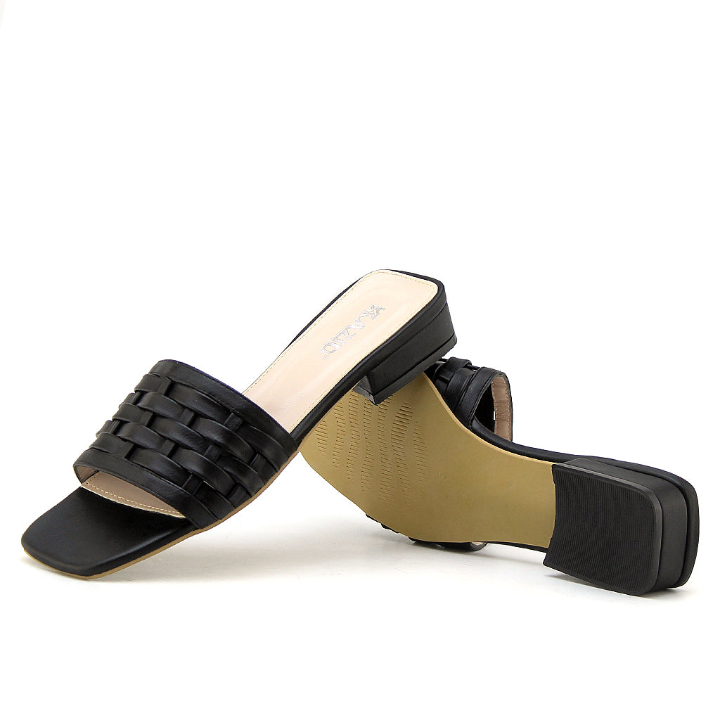 0499 sandale en cuir femme noir