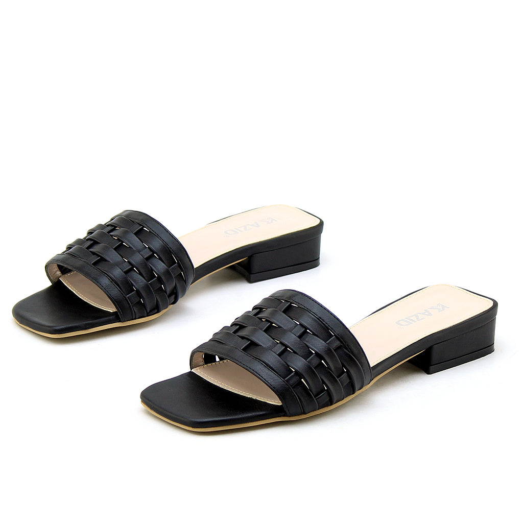 0499 sandale en cuir femme noir