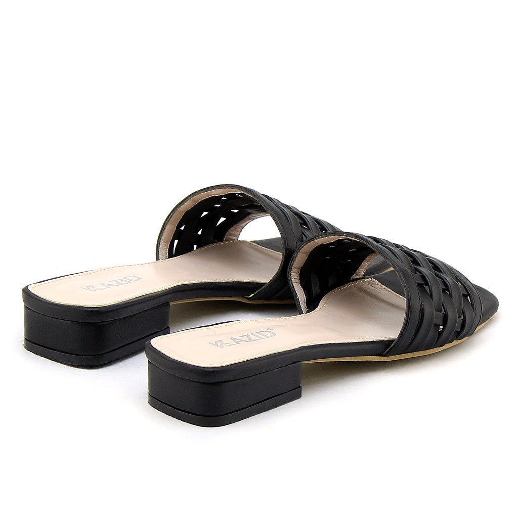 0499 sandale en cuir femme noir