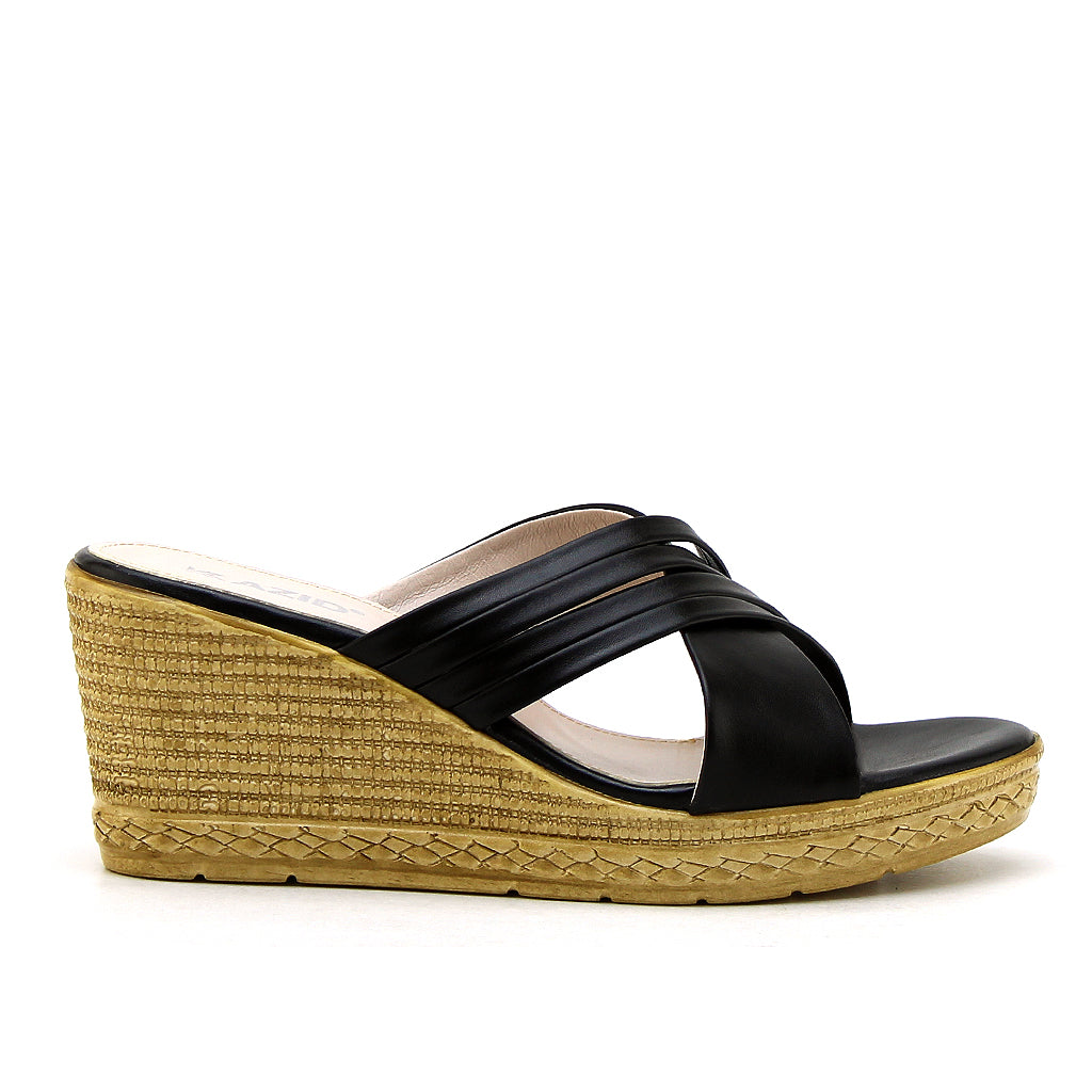 0583 sandale en cuir femme noir