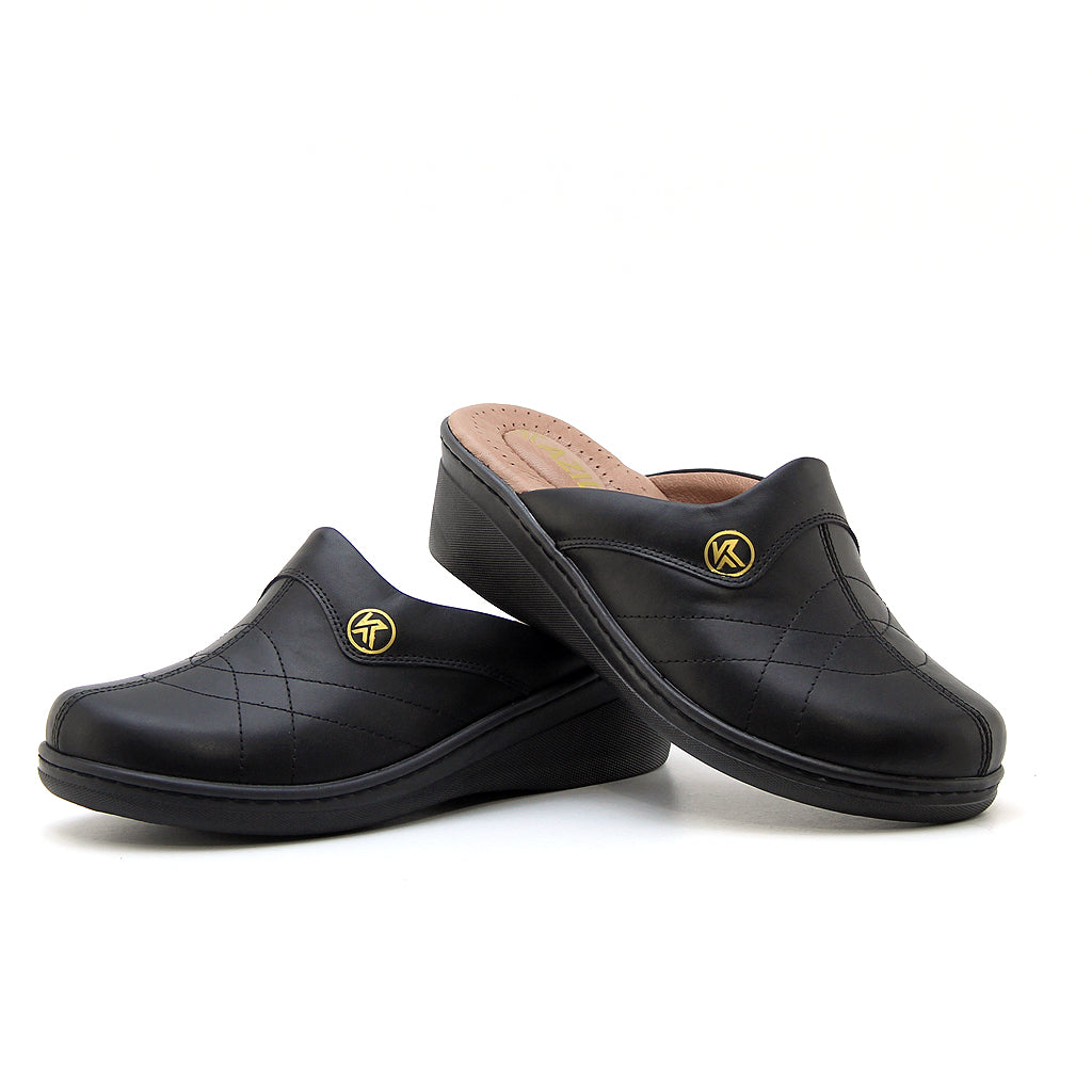 0501 sabot confort en cuir femmes noir