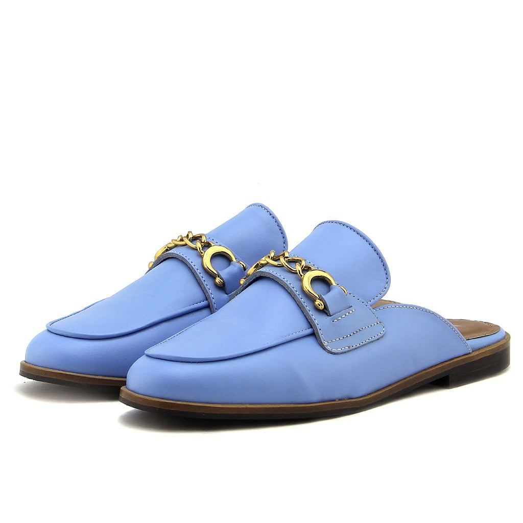 053 mules en cuir violet clair femmes