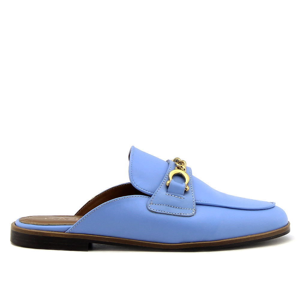 053 mules en cuir violet clair femmes