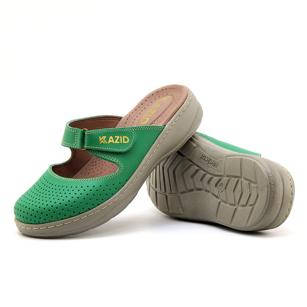 0603 sabot confort en cuir femmes vert