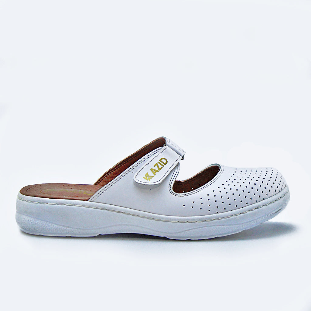 0603 sabot confort en cuir femmes blanc