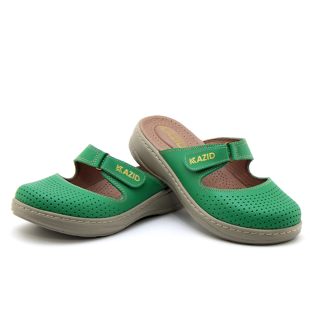 0603 sabot confort en cuir femmes vert
