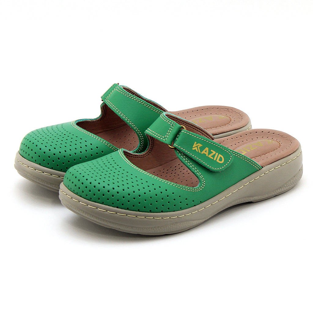 0603 sabot confort en cuir femmes vert