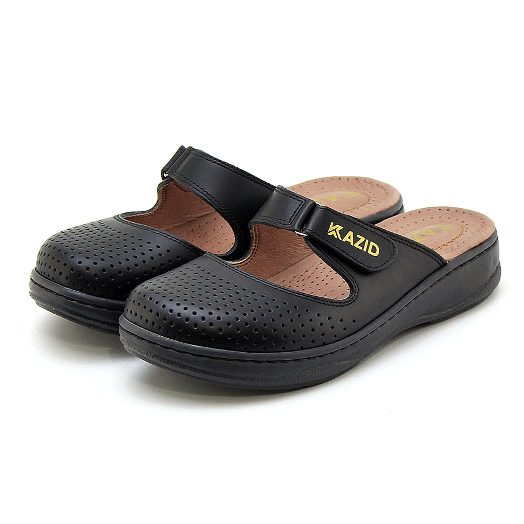 0603 sabot confort en cuir femmes noir