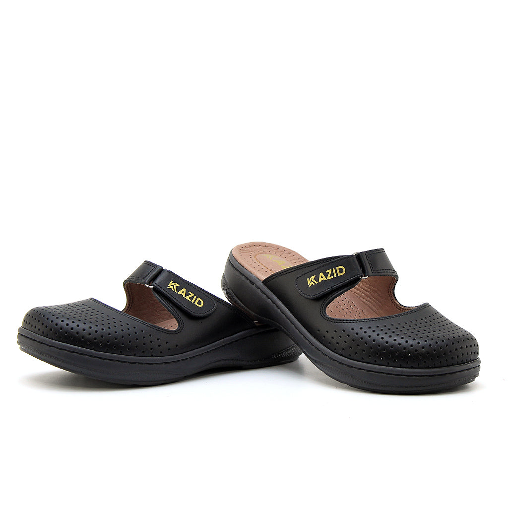 0603 sabot confort en cuir femmes noir