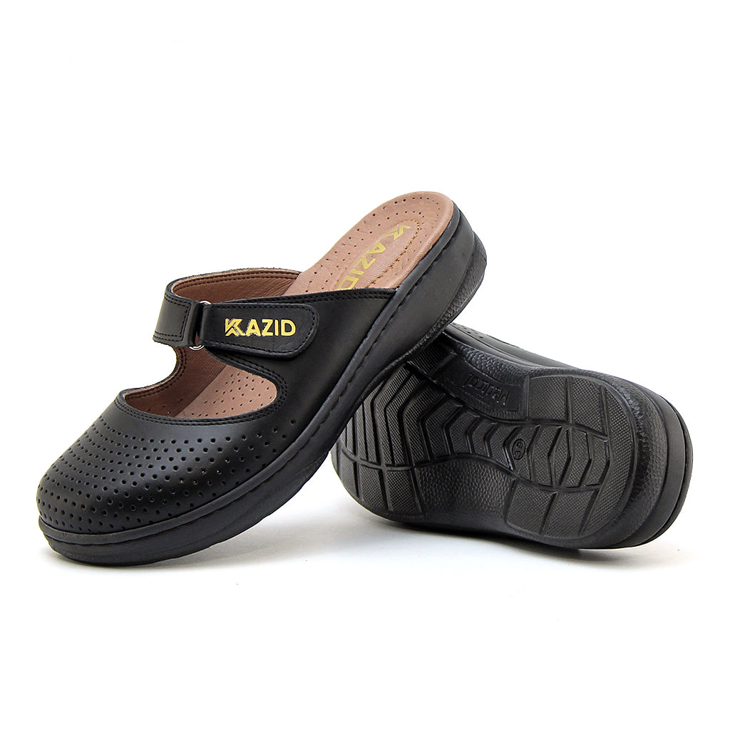 0603 sabot confort en cuir femmes noir