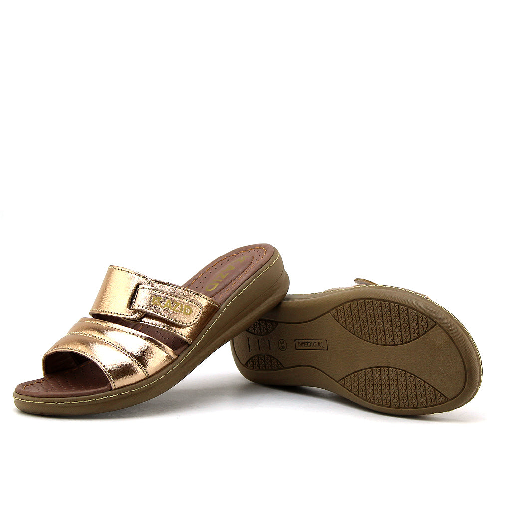 0640 sandale confort en cuir femme cuivre