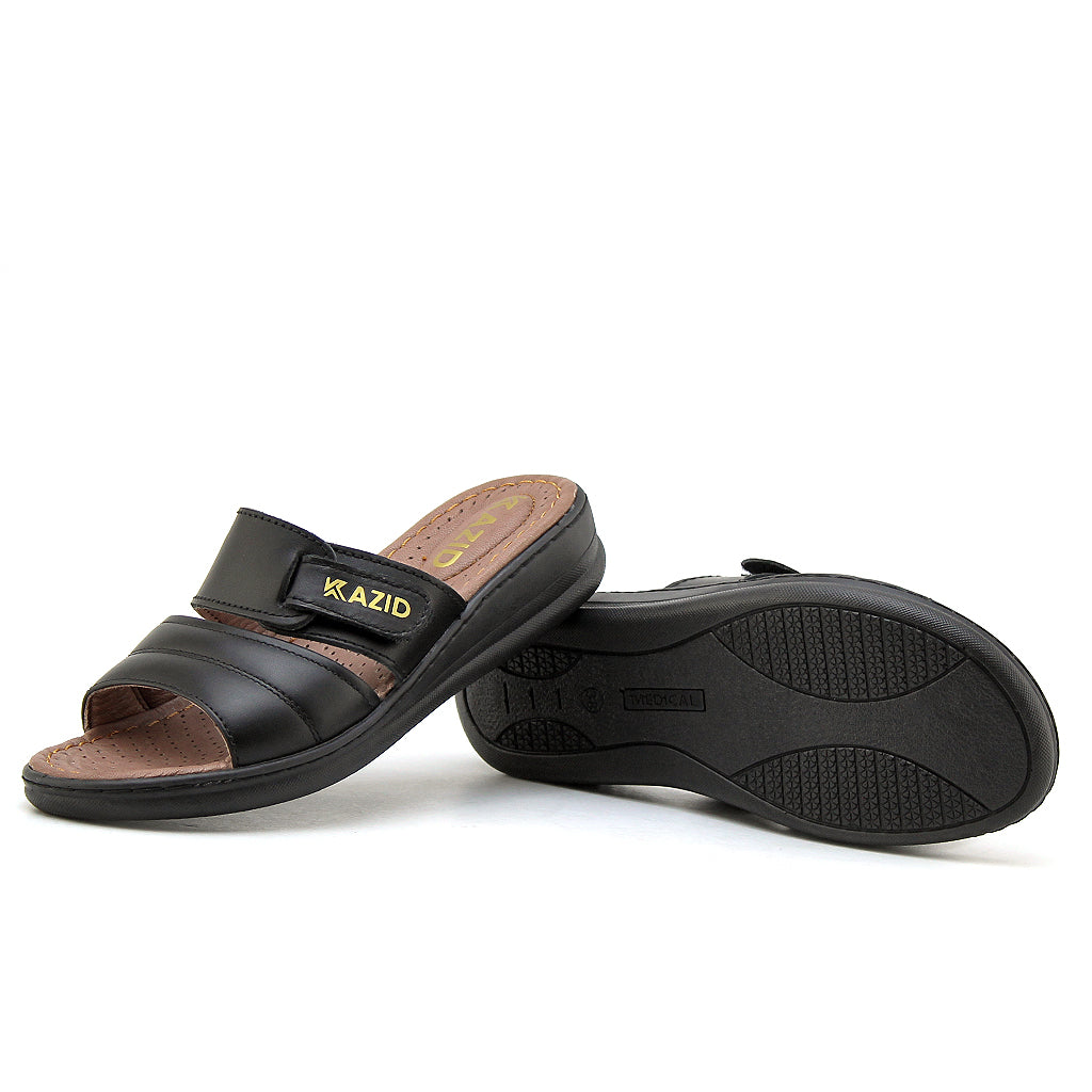 0640 sandale confort en cuir femme noir