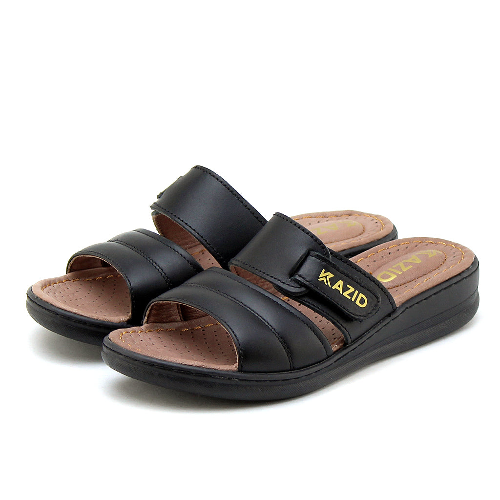 0640 sandale confort en cuir femme noir
