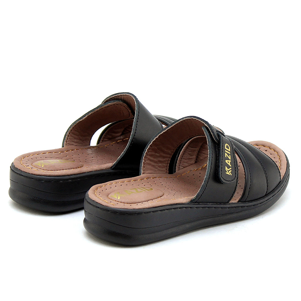 0640 sandale confort en cuir femme noir
